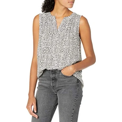 Image of Amazon Essentials Women&#039;s Sleeveless Woven Shirt, Black White Animal Print, L