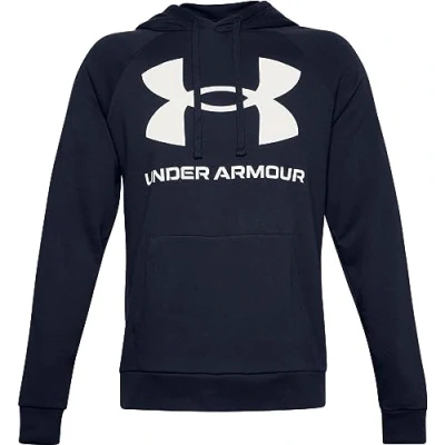 Image of Under Armour men Rival Fleece Big Logo HD, Sporty running hoodie with loose fit, comfortable and warm hooded jumper for