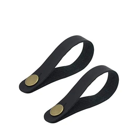 Image of Alnicov Guitar Strap Ukulele Button Synthetic Leather Headstock Adapter for Acoustic 2Pcs (Black)