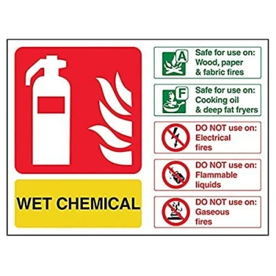 Image of VSafety Wet Chemical Id Fire Extinguisher Sign Landscape 200mm x 150mm 1mm Rigid Plastic