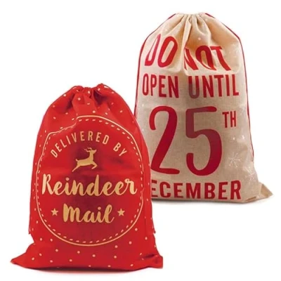Image of Celino® Large Christmas Hessian Santa Sack Vintage 70 x 51cm Gift Bag Xmas Present Bags (25th December)