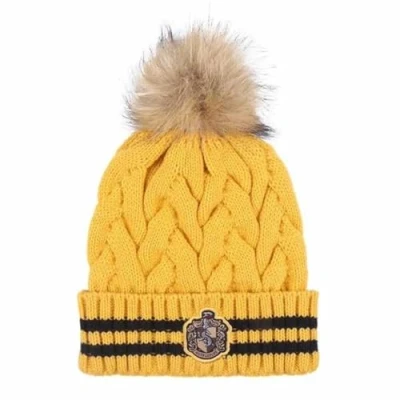Image of Harry Potter Pom Knitted Hat, Hufflepuff Yellow, One Size Fits All (2200009660)