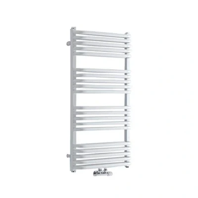 Image of Milano Bow White D Bar Middle Connection Heated Towel Rail 1000mm x 500mm