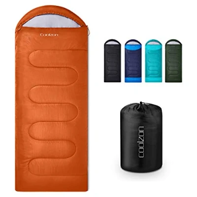 Image of Coolzon Outdoor Sleeping Bag for Camping, 3 4 Seasons, Adult Blanket, Small Packed Size, Ultralight Carry Bag, Soft, Thick and Warm, Travel, Hiking, Orange