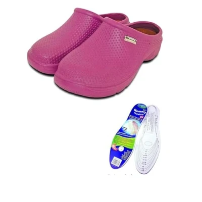 Image of Town &amp; Country Clogs Mens/Womens Ladies Gardening Super Soft Clogs/Cloggies Lightweight Fleece or Memory Foam Insole (6 UK, Raspberry)