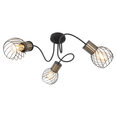 Image of Argusto Multi Arm Semi Flush Ceiling Lamp Matt Black 3x E27