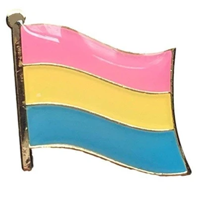 Image of Rainbow LGBT Pansexual Pride Wavy Flag Pin Badge