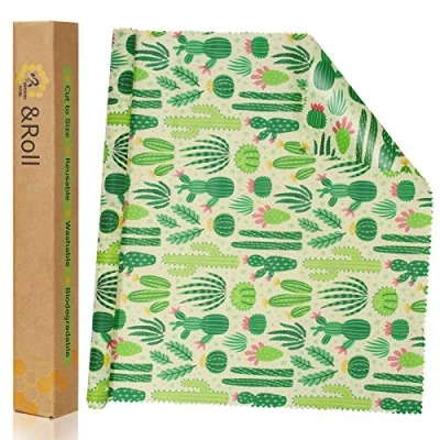 Image of Beeswax Food Wrap Roll 39&#039;&#039; x 12&#039;&#039; Organic Reusable Eco Friendly Natural Sustainable Storage Wraps for Sandwich, Cheese, Fruit, Bread, Snacks