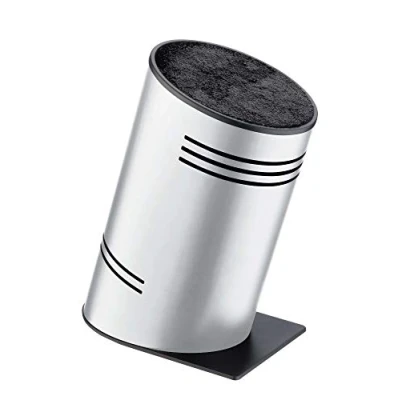 Image of Rockingham Forge Pro Balance Contemporary Universal Knife Block with Compressed Fibre Inserts, Metallic Silver