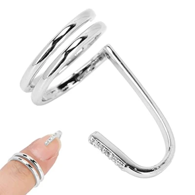 Image of Nail Art Fingernail Rings, Decorative Ring Fashion Fingertip Jewelry Ladies Wearing Accessories, Women Finger Ring, Electroplated Copper Rings(3050 Platinum)