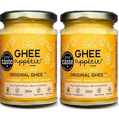 Image of Ghee Appétit Organic 300ml I Certified Free Range Grass Fed Butter Vegetarian Ayurveda Recipe Pure Clarified Artisan Ghee(Pack of 2)