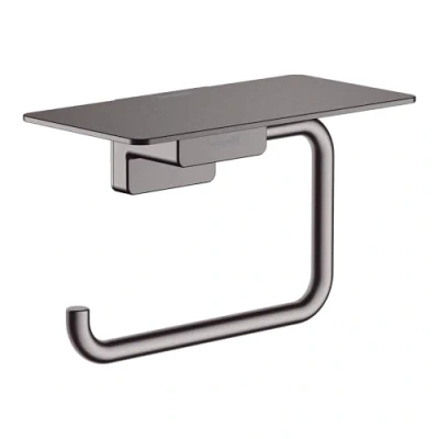 Image of hansgrohe AddStoris Roll holder with shelf, brushed black chrome, 41772340