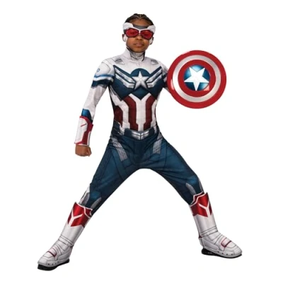 Image of Rubies 702512S Marvel: the Falcon and Winter Soldier Captain America Deluxe Costume Kids Fancy Dress, Boys, Multicolour, S: 3 4 Years Halloween