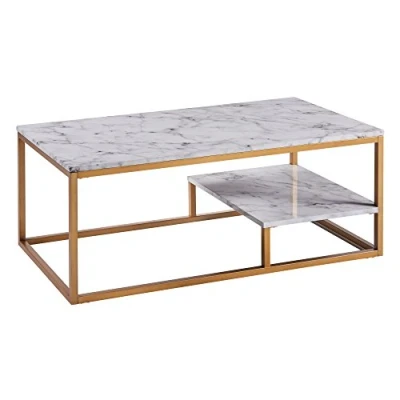 Image of VERSANORA Teamson Home Marmo Modern Wooden Marble Effect Coffee Table Living Room VNF 00036