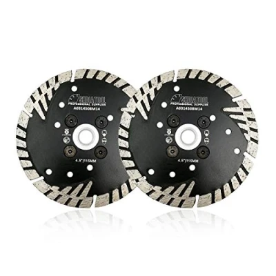 Image of SHDIATOOL Diamond Cutting Blade with Turbo Slant Protection Teeth 2Pcs 115mm for Concrete Tile Granite Marble Masonry Brick