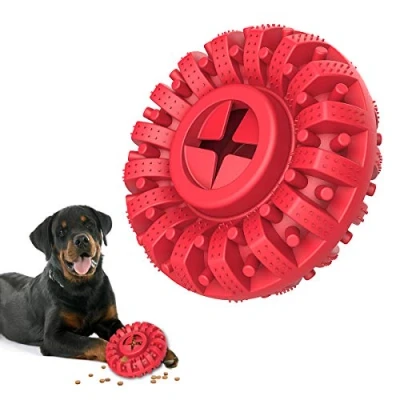 Image of Lewondr Christmas Dog Toys, Toys Indestructible for Aggressive Chewers, Natural Rubber Treat Dispenser, Sturdy Toy Small/Medium/Large Chewer, Dog, Red