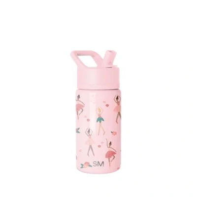 Image of Simple Modern Kids Water Bottle with Straw Insulated Stainless Steel Reusable Tumbler for Toddlers, Girls, Boys Summit Collection 415ml Pink Ballerina