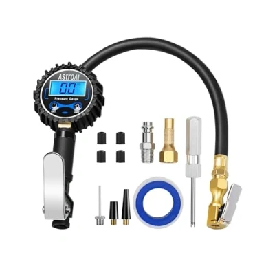 Image of AstroAI Digital Tyre Inflator with Pressure Gauge, 0.1 Display Resolution 250 PSI Air Chuck and Compressor Accessories Heavy Duty Rubber Hose Quick Connect Coupler
