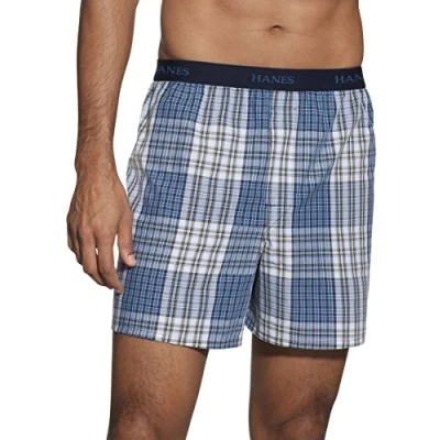 Image of Hanes Ultimate Men&#039;s Yarn Dye Exposed Waistband Boxer Multiple Packs and Colors, Assorted 5 Pack, XL