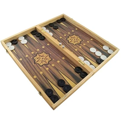 Image of PrimoLiving Deluxe Wooden Backgammon Set 50 x 47 cm including chessboard