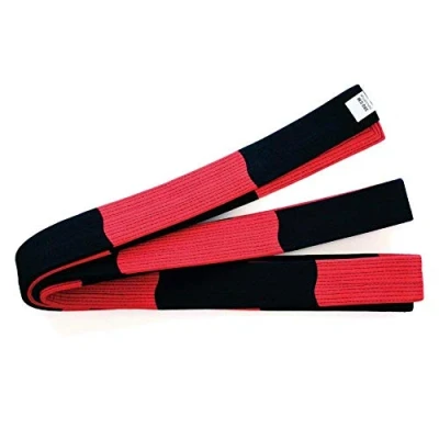 Image of Martial Arts Deluxe 2&quot; Wide Masters Instructor Block Belt Red/Black NEW (280cm)