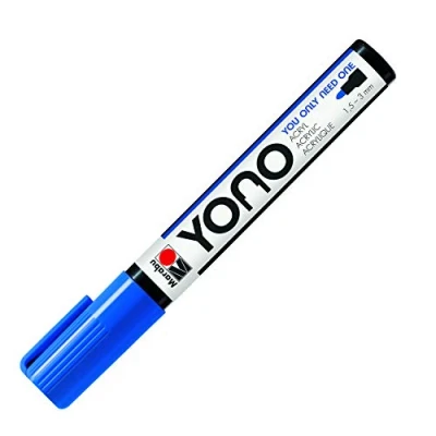 Image of Marabu Yono Marker Pen, Bullet Tip, (1.5 3mm), Dark Blue, (053), Single Works On Any Surface, Metal, Glass, Wood, Fabric, Stone, Plastic, Cardboard