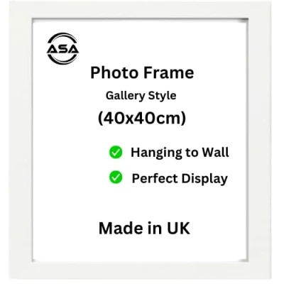Image of Modern 40x40cm Picture Frames In Multiple Colors &amp; Sizes Frame With Perspex Front Wall Hanging Hooks White Black Oak Poster (White)
