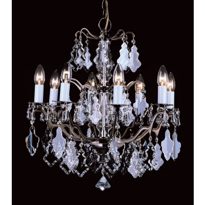 Image of Louvre Antique Brass Crystal 8 Arm Chandelier