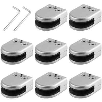 Image of Neoteck Glass Clamp 8PCS 8 10mm Stainless Steel 304 Clip Bracket Flat Back Brushed Finish for Handrail Balustrade Staircase