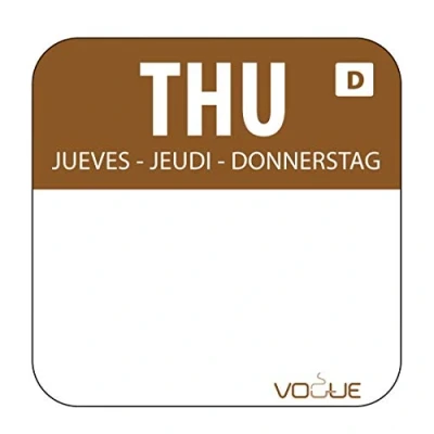 Image of Vogue U780 Dissolvable Food Rotation Labels, Thursday (Pack of 1000)