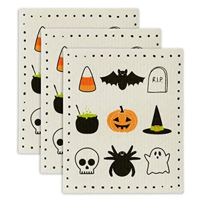 Image of DII Reusable, Machine Washable &amp; Dishwasher Safe, Biodegradable, Wood, Spooky, 7.75 x 6.75