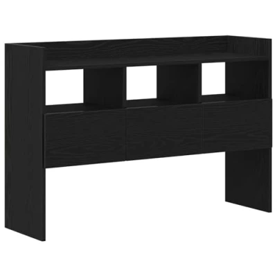 Image of vidaXL Black Oak Sideboard Rectangular Modern Furniture, Engineered Wood Storage for Dining/Living Room, Versatile with Drawers and Shelf, Matte Finish, Indoor Use