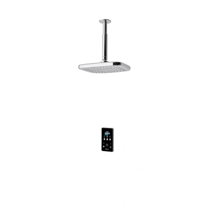 Image of Triton ENVI® Thermostatic Electric Shower 9 kW Fixed Head Smart Digital with Showerhead &amp; Anti Twist Hose Chrome Rainfall
