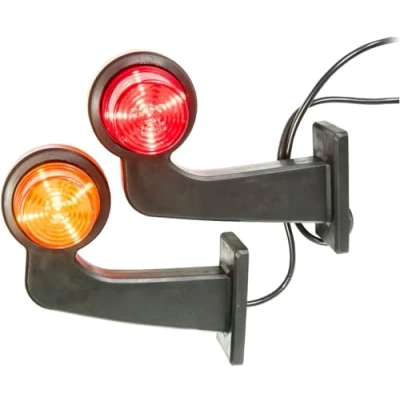 Image of 2 x LED rubber marker light side 12V 24V with old school position car truck caravan KFZ lamp red orange