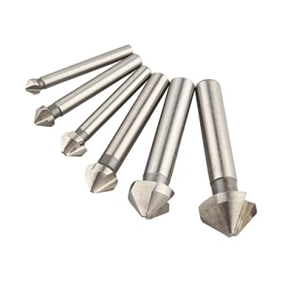 Image of HALJIA 6 pcs 90 Degree 3 Flutes HSS Countersink Drill Bit Chamfer Cutter End Mill Cutting Chamfering Tools 6.3 to 20.5mm