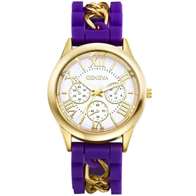 Image of JewelryWe Women Watches Silicone Band Gel Jelly Wristwatch Round Analog Quartz Casual Dress Watch for Ladies Girls, Teens, Xmas