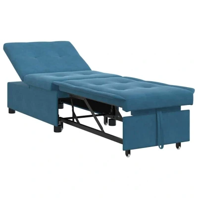 Image of vidaXL Sofa Bed 3 in 1 Pull Out Design Blue Velvet