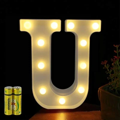 Image of HONPHIER® Letter Lights Decorative LED Alphabet Marquee Decoration Light Up Sign Night Battery Operated for Birthday Party Wedding Receptions Holiday Bar Home Bedroom Bath Decor (U)