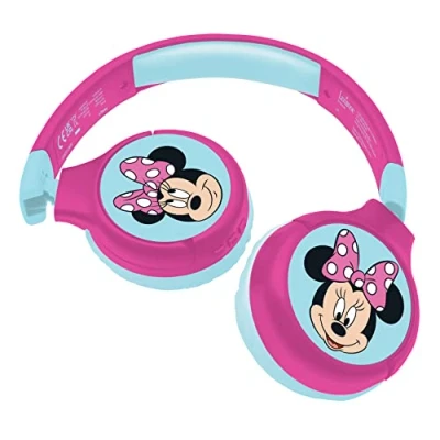 Image of Lexibook Minnie, 2 in 1 Bluetooth Headphones for Kids, Stereo, Wireless, Wired, Kids safe, Foldable, Adjustable, pink/blue, HPBT010MN