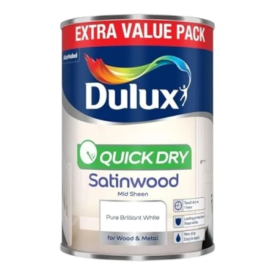 Image of Dulux Retail Quick Dry Satinwood Pure Brilliant White 1.25L