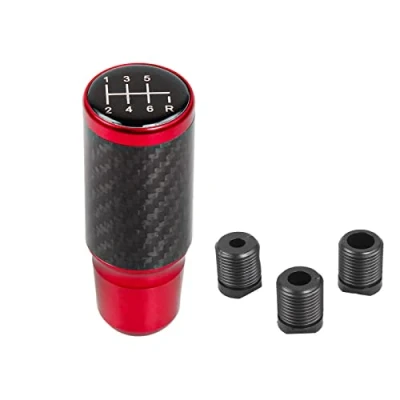 Image of muge racing Gear Shift Knob，Car Knob Shifter 6 Speed Universal Aluminum Stick with 3 Adapters(Red)