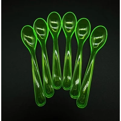 Image of Kimmel 21 000 3313 1 Egg Spoons/Children&#039;s Spoons Large Pack of 6 Plastic Transparent Green