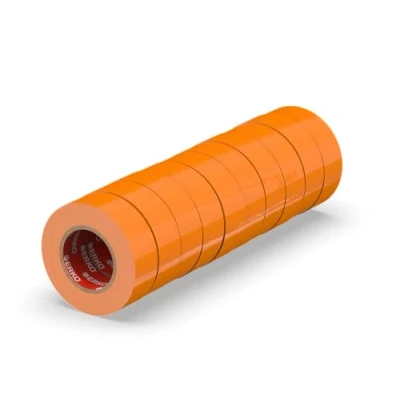 Image of ERKO electrical insulation tape Orange 15mm x 10m 10 pack for wires, High flexibility, adhesive strength tape, sealing Strong PVC