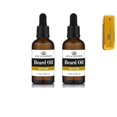 Image of Inspired Beard Oil Scented Aftershave For Growth And Conditioning Jojoba oil, Argan Vitamin E Made In the UK Various Scents (Pack of 2, Million)