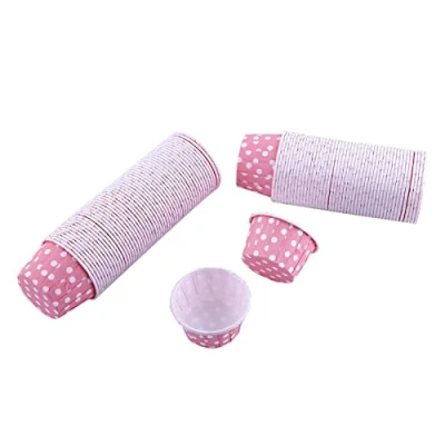 Image of 100pcs Cupcake Cases, Baking Cases Muffin Liners Mini Paper Cups Polka Dot Non Stick Liner for Home Weddings Birthdays Pink