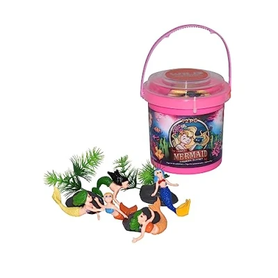 Image of Wild Republic 23156 Animals Adventure Bucket Mini Mermaid, Playing Set, 10 cm, 12 Pieces, Multi, 12Piece