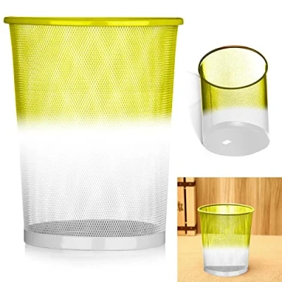 Image of ARA CHOICE Colourful Mesh Waste Bins Rubbish Paper Wastebasket Trash Can Dustbin for Home Office Durable and easy to use Recycling Bin Bedrooms Multi Colour. (Yellow)