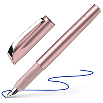 Image of Schneider Ceod Shiny Fountain Pen (Right and Left Handed, M Nib, incl. Ink cartridge royal blue) powder pink