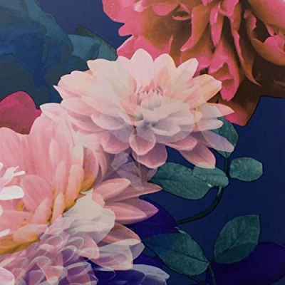 Image of Muriva Lipsy Issey Wallpaper Modern Floral Living Room，Bedroom，Fireplace Decorative Luxury Nature Wall Paper with Blossoms of Peonies &amp; Chrysanthemums (Pink，Green Blue)，Blue,green,pink