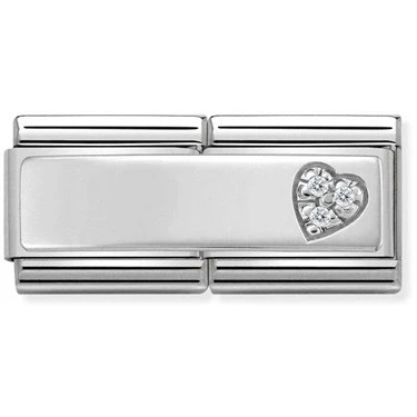 Image of Nomination Silver shine Double Heart Charm